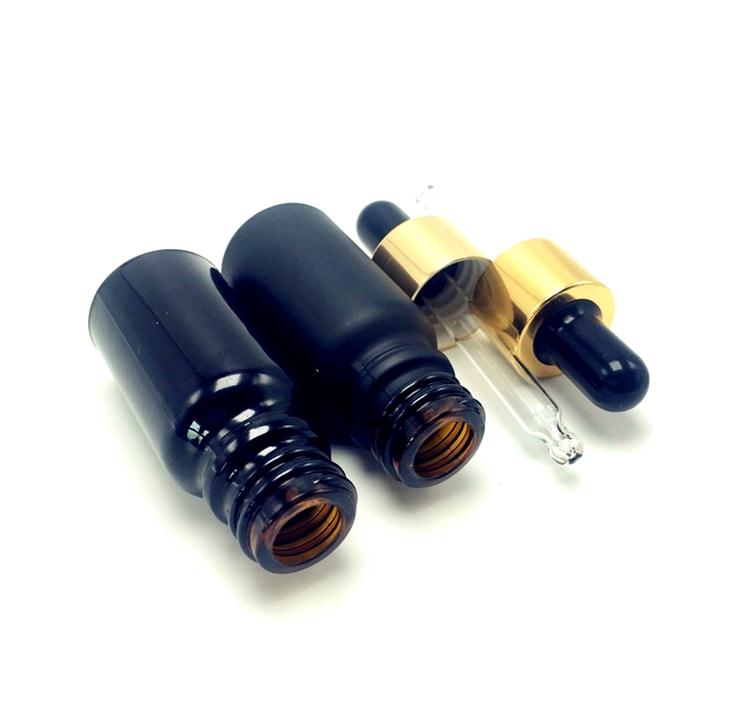 OEM 30ml matte black essential oil bottle with dropper 10ml glass good price