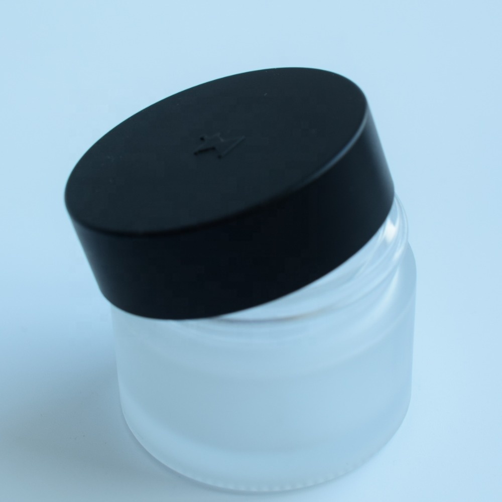 OEM 50g Clear Small Round Empty Frosted Amber Clear Cosmetic Cream Glass Jar Child Resistant Container