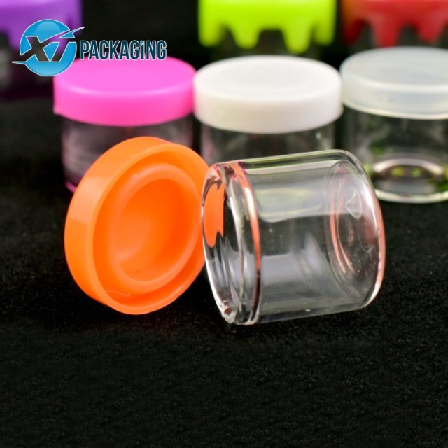 OEM 6ml glass jar silicone drippy lid 6ml wax mini no neck concentrate container jars