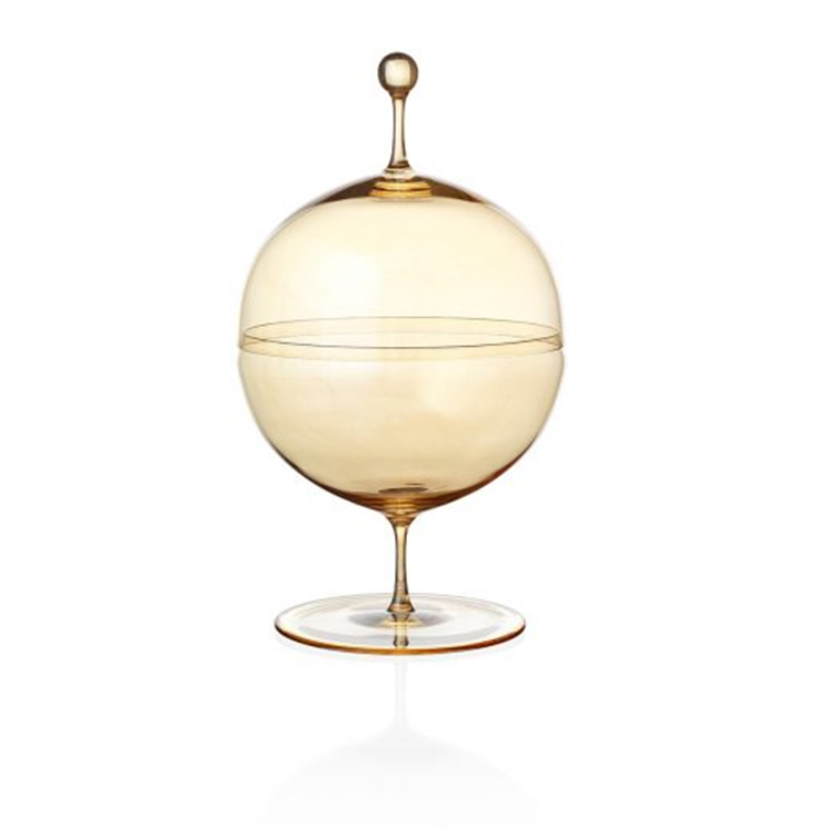 OEM Antique Decorative Small Clear Colored Borosilicate Pyrex Round Crystal Glass Candy Dish with Lid