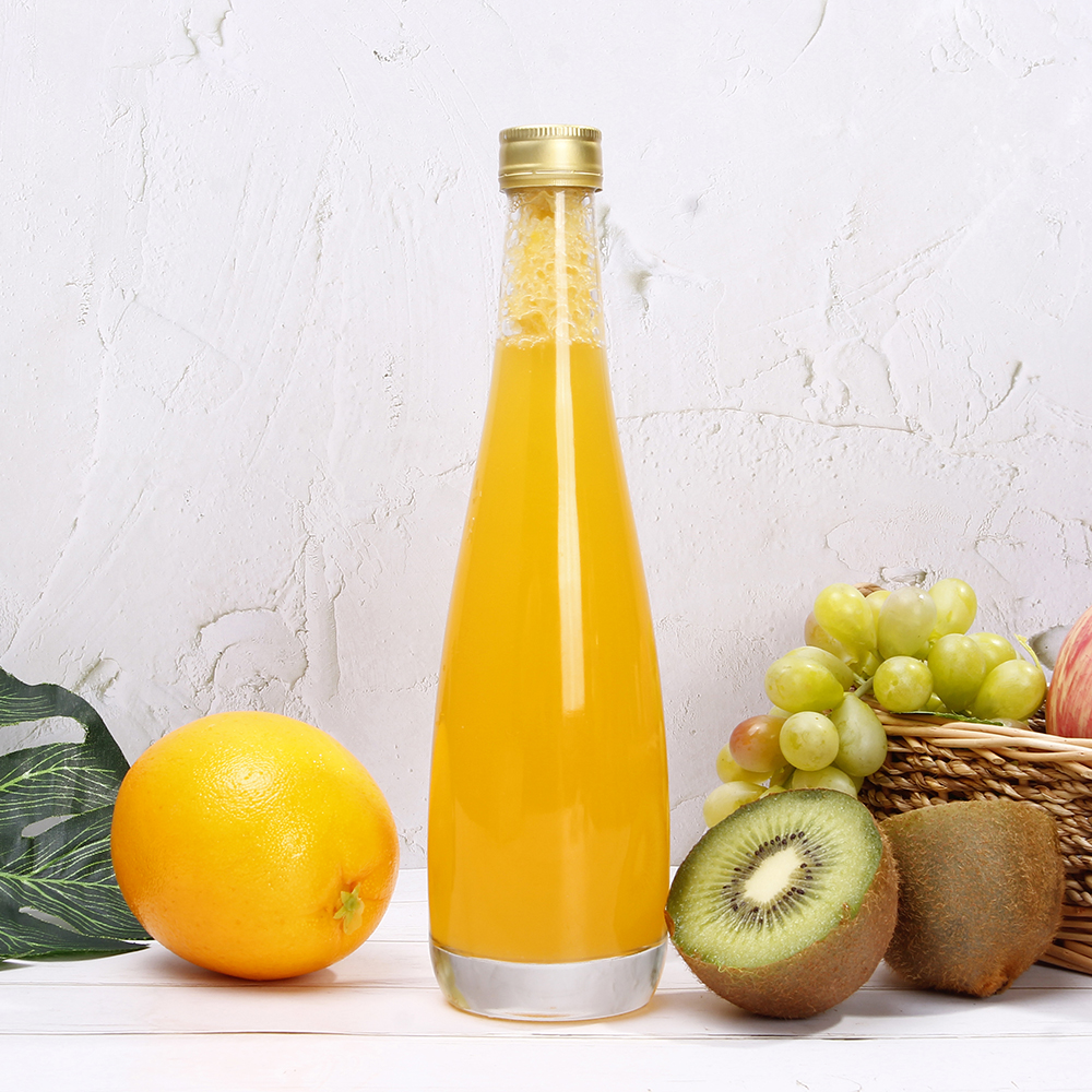 OEM Clear Round Glass 8 oz 250ml Glass Kombucha Cold Press Juice bottle With Screw Top Lid For Fruit Wine