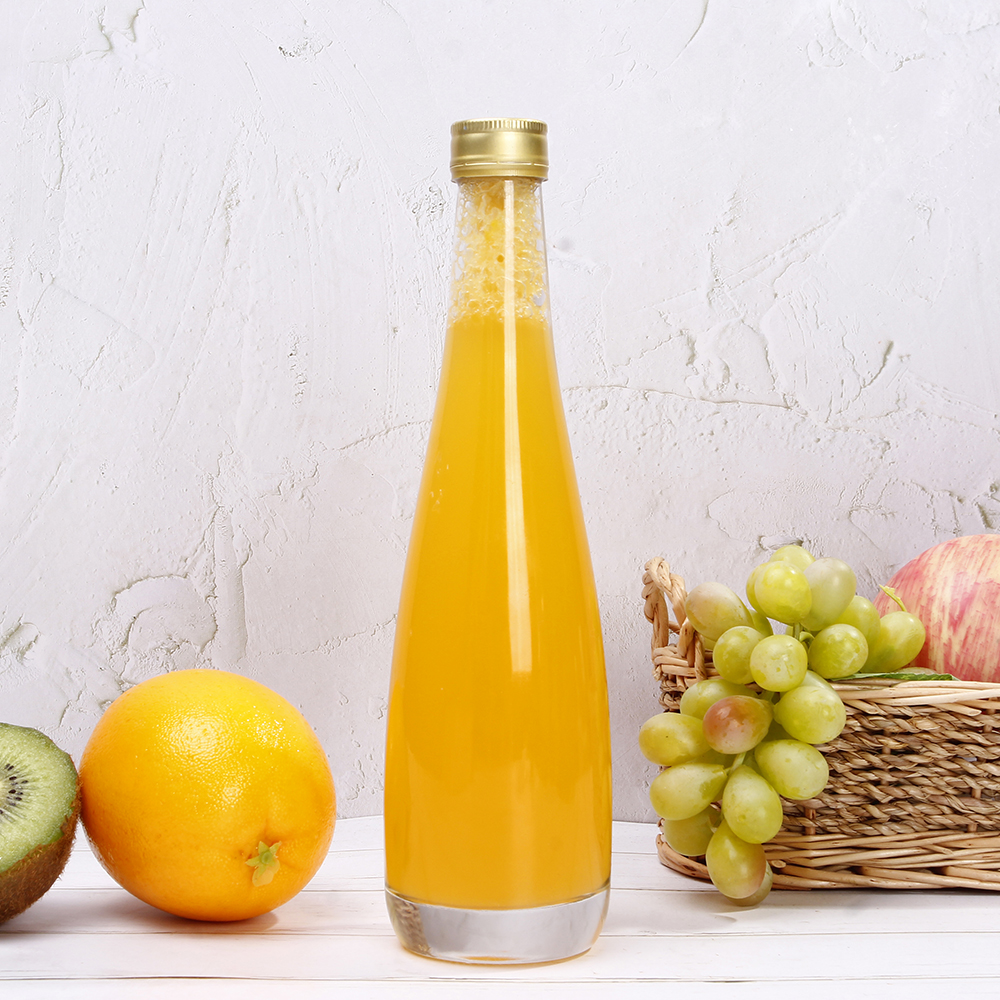 OEM Clear Round Glass 8 oz 250ml Glass Kombucha Cold Press Juice bottle With Screw Top Lid For Fruit Wine