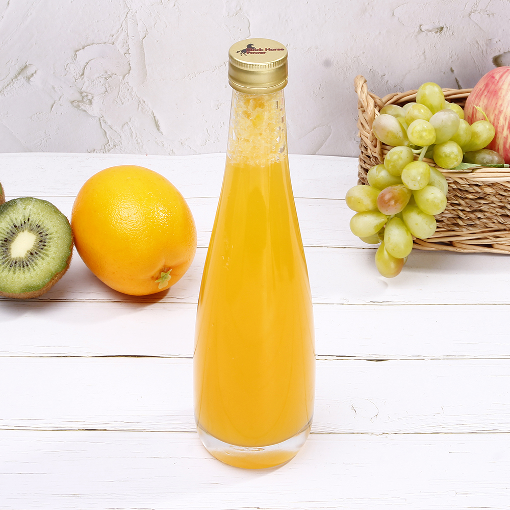 OEM Clear Round Glass 8 oz 250ml Glass Kombucha Cold Press Juice bottle With Screw Top Lid For Fruit Wine