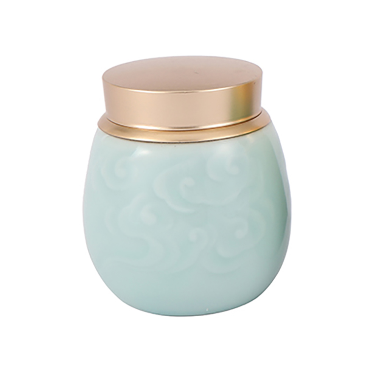 OEM Color propitious cloud Ceramic Decorative Storage Set Food Cookie Sealed Storage Jar