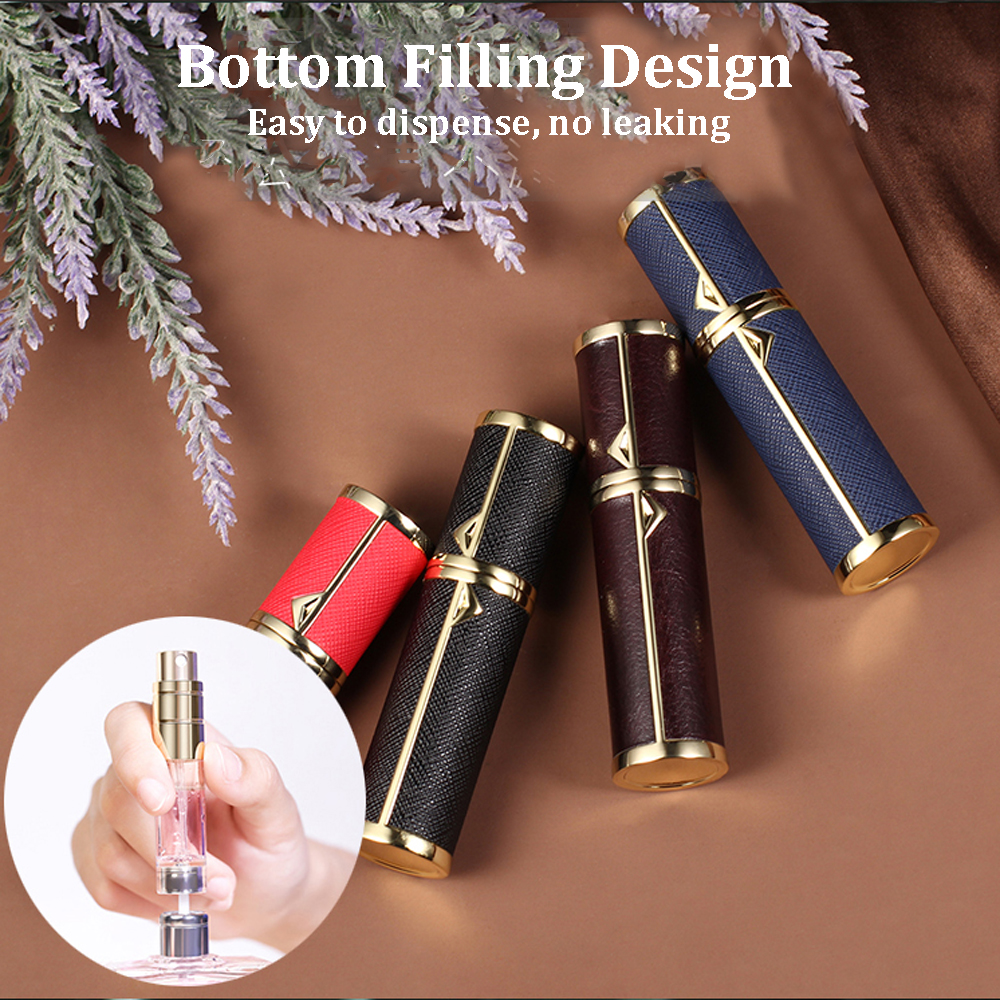 OEM Custom 5Ml Luxury Leather Bottom Refill Travel Portable Perfume Atomizer 5Ml Botellas De Perfume