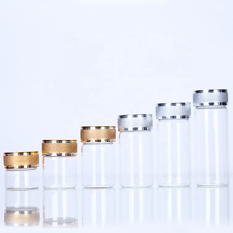 OEM Cylinder Shape 50ml with Frosted Lid Saffron Tea glass bottle for Small Bead Decorate