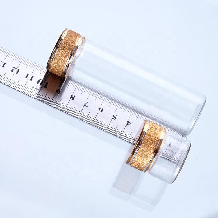 OEM Cylinder Shape 50ml with Frosted Lid Saffron Tea glass bottle for Small Bead Decorate