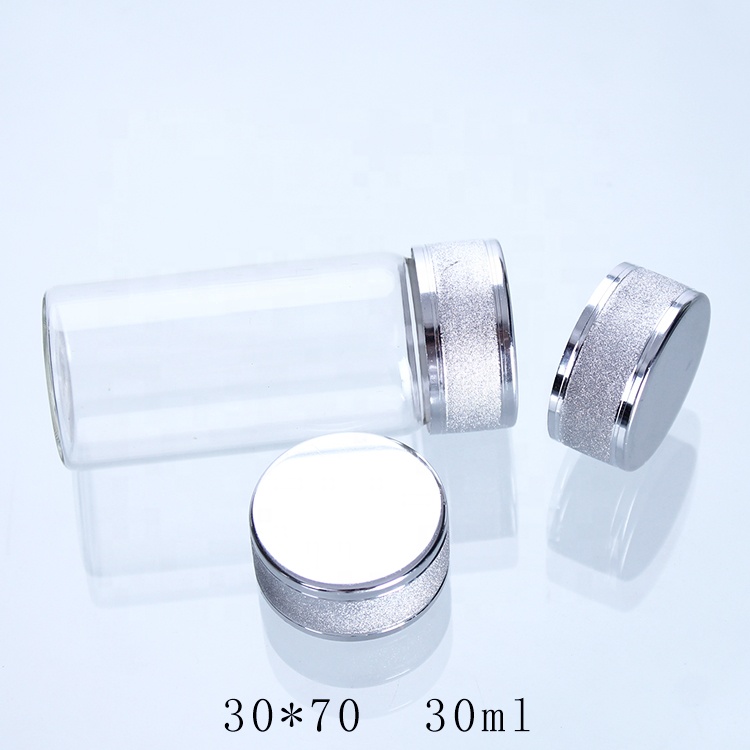 OEM Cylinder Shape 50ml with Frosted Lid Saffron Tea glass bottle for Small Bead Decorate