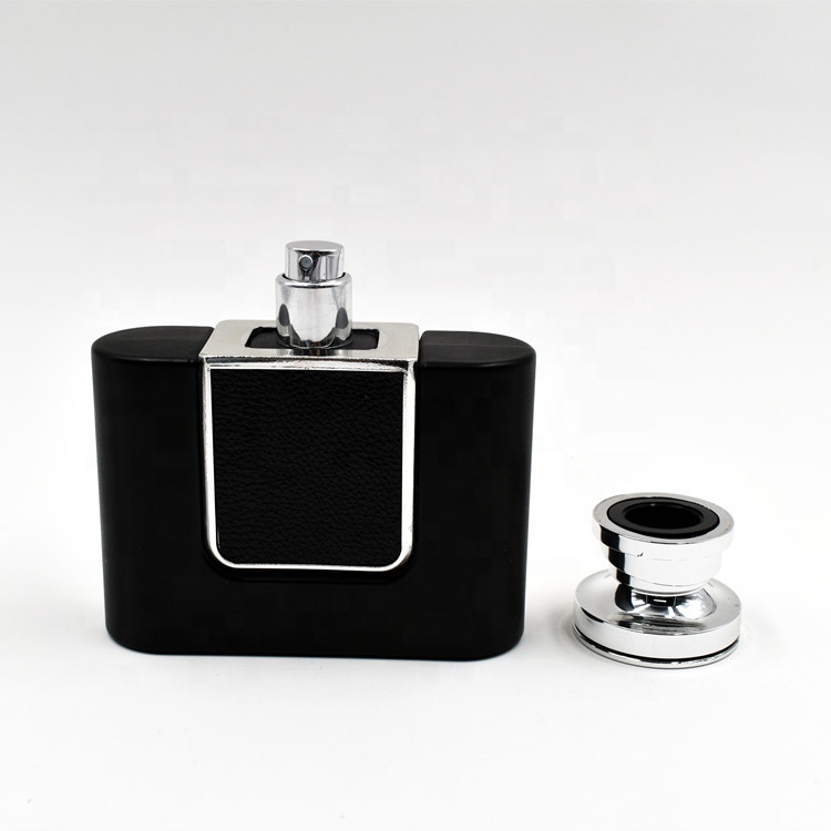 OEM Factory Direct High End Glass Leather Black 100ml Perfume Spray Bottle