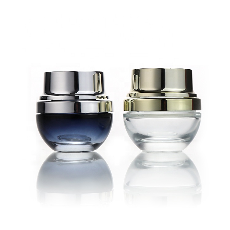 OEM Glass Luxury Face Cosmetic Jar Round 20g 30g 50g For Cosmetic Cream