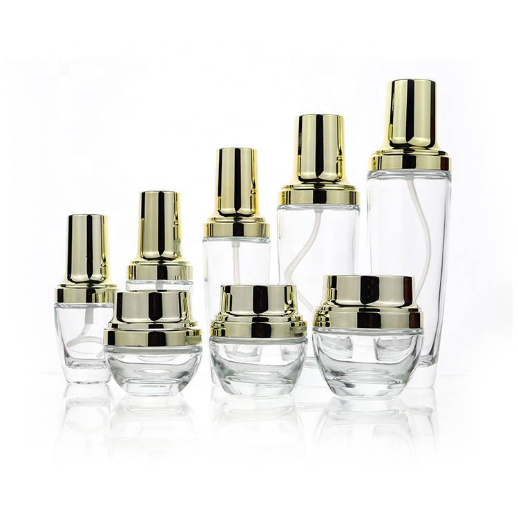 OEM Glass Luxury Face Cosmetic Jar Round 20g 30g 50g For Cosmetic Cream