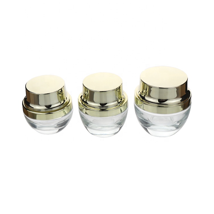 OEM Glass Luxury Face Cosmetic Jar Round 20g 30g 50g For Cosmetic Cream