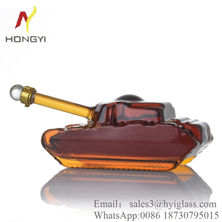 OEM Hot sale Tank shape bottle for vodka whiskey cocktail unique whisky bottle