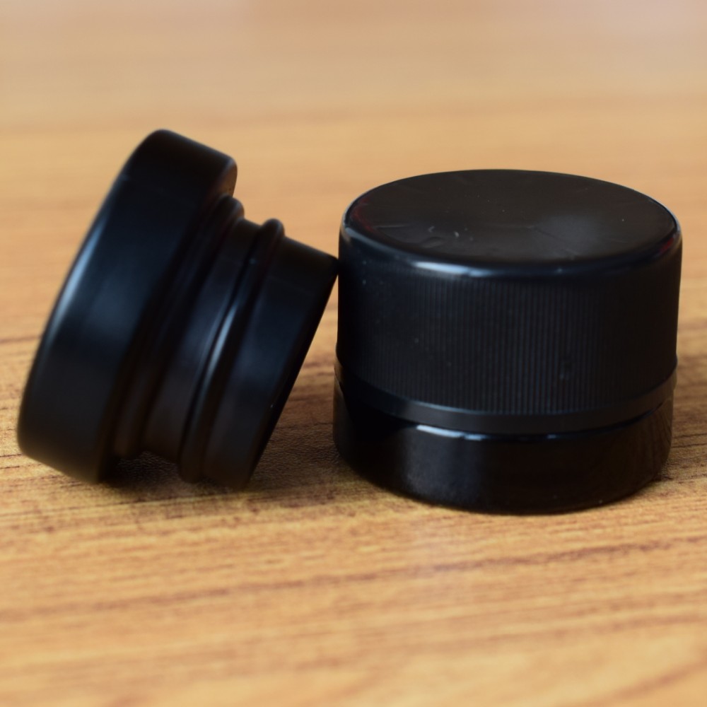 OEM Light-proof 5 ml 9ml black small cbd wax oil concentrate glass jar custom silk printing