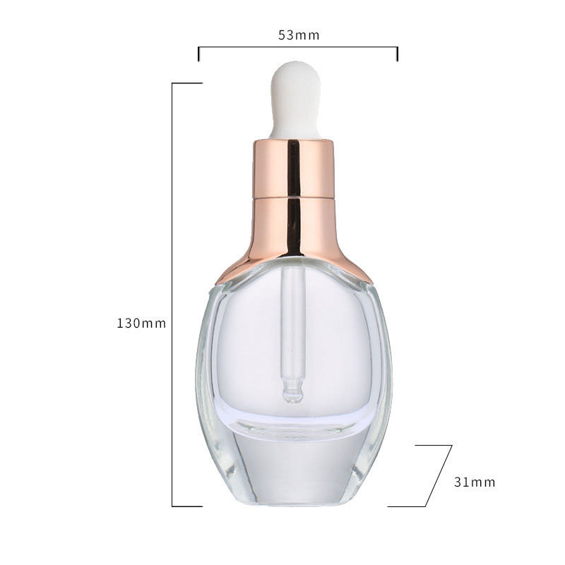 OEM Luxury Factory Wholesale Cosmetic Packaging Rose Gold Cap 15ml 30ml Serum Glass Dropper Bottles For Essential Oils E Liquid