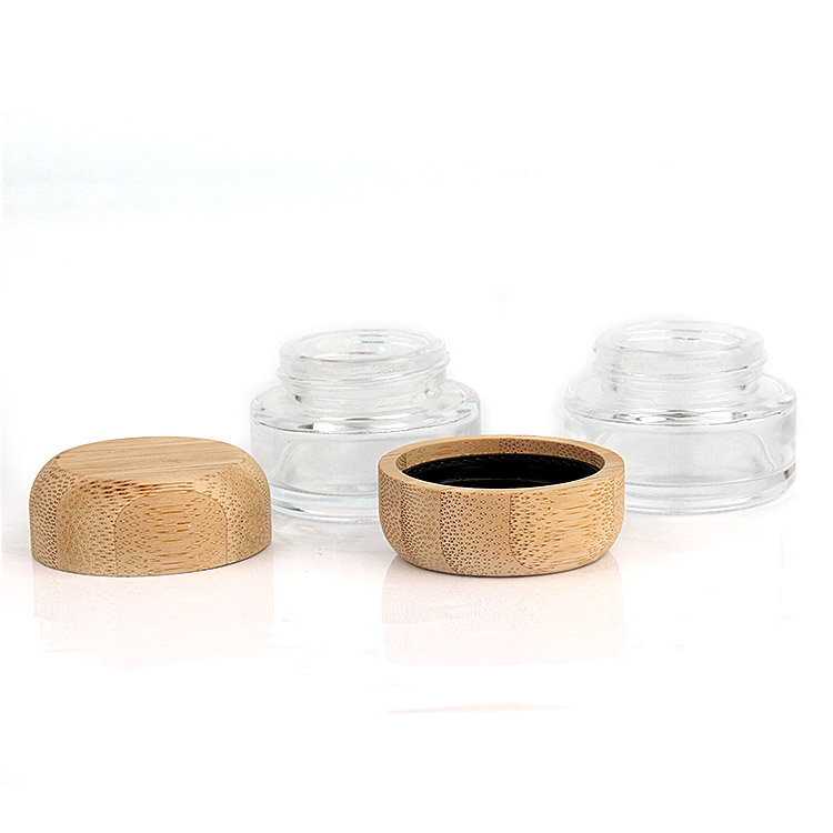 OEM ODM 27ml glass jar with wooden lid cosmetic packaging glass jars