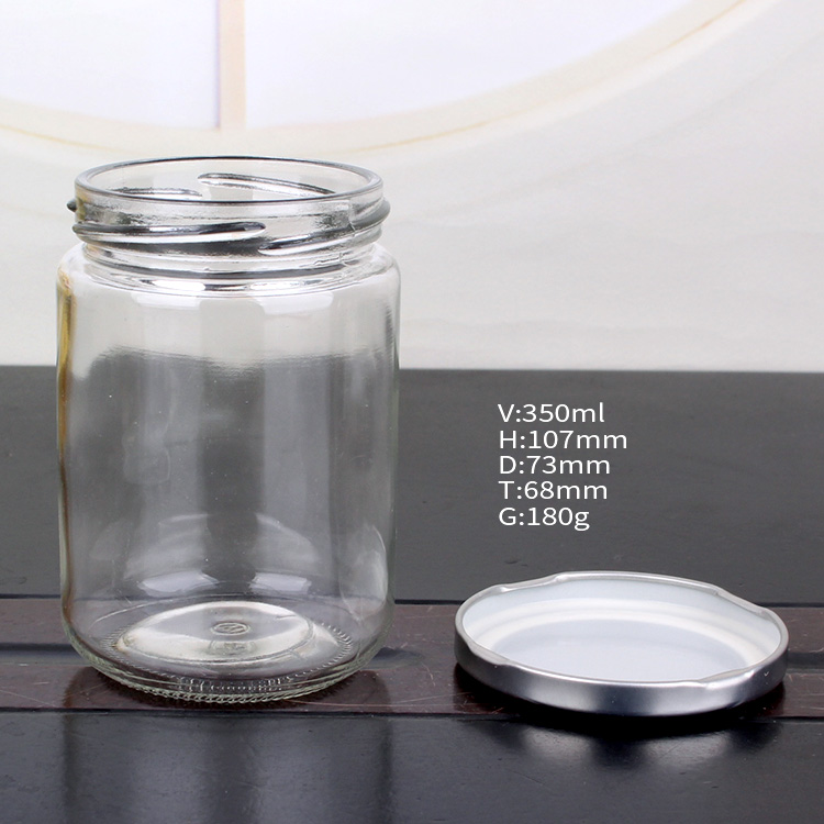 OEM ODM 350ml clear glass food jar container glass storage jars