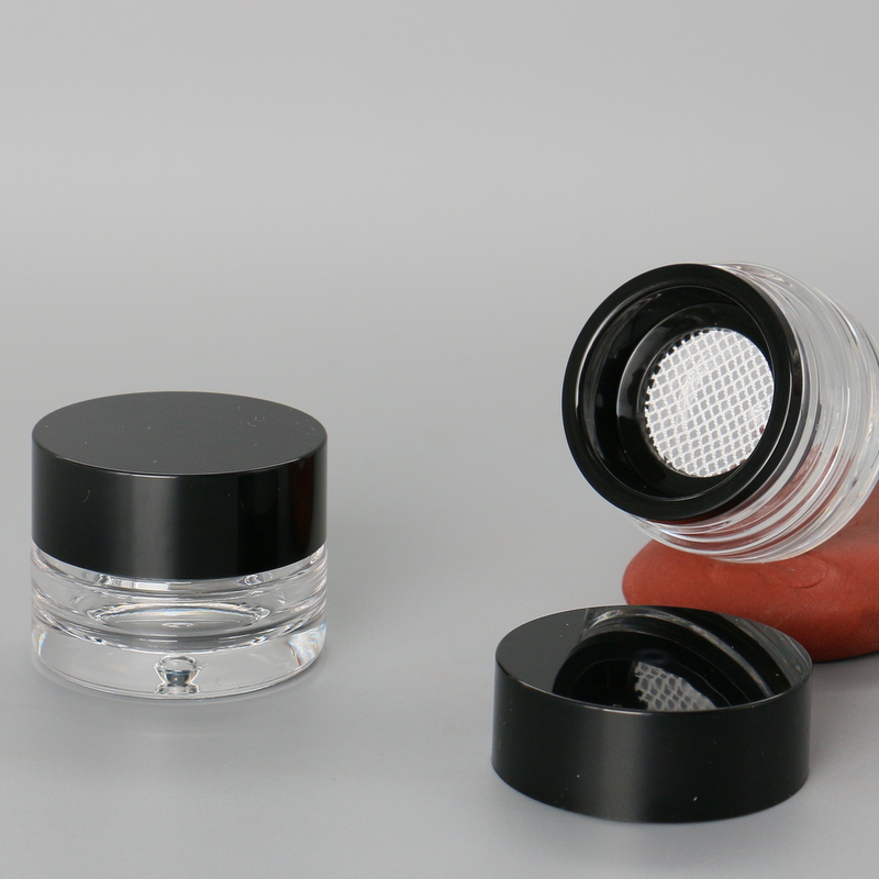 OEM & ODM Accept Custom Design Logo Print High Quality Small Mini Acrylic Portable Powder Jar Makeup Compact Case