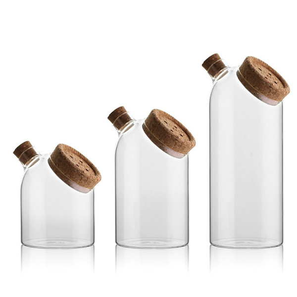 OEM&ODM Airtight High Borosilicate Glass Food Storage Jars With Cork Bamboo Lids