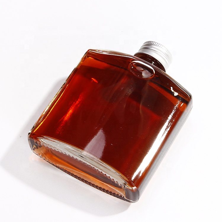 OEM ODM Clear 200ml 250ml Iced Coffee Flat Square Glass Bottle With Screw Cap For Coffee Making