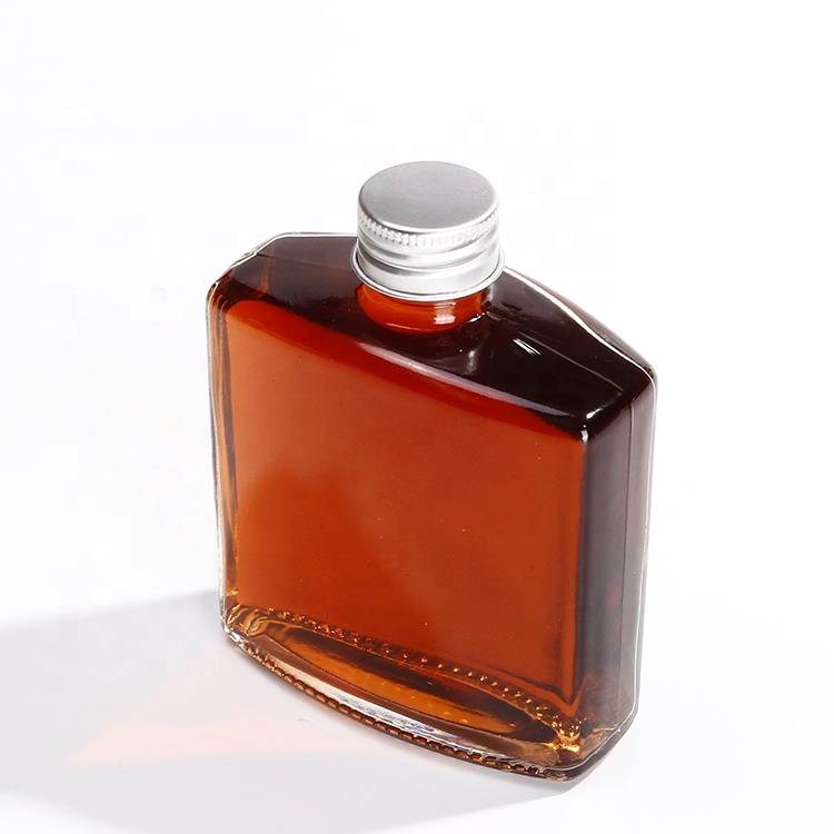 OEM ODM Clear 200ml 250ml Iced Coffee Flat Square Glass Bottle With Screw Cap For Coffee Making