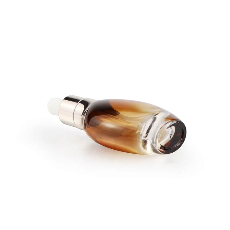 OEM/ODM electroplate 30ml empty luxury brown care bottles glass cosmetic face eyes serum bottle with dropper
