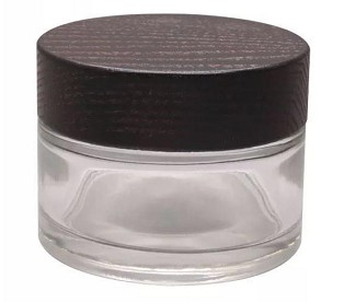 OEM ODM engraved printing logo Cosmetic 5ml 15ml 30ml 50ml 100ml clear frosted glass jar with bamboo wooden lid for body cream
