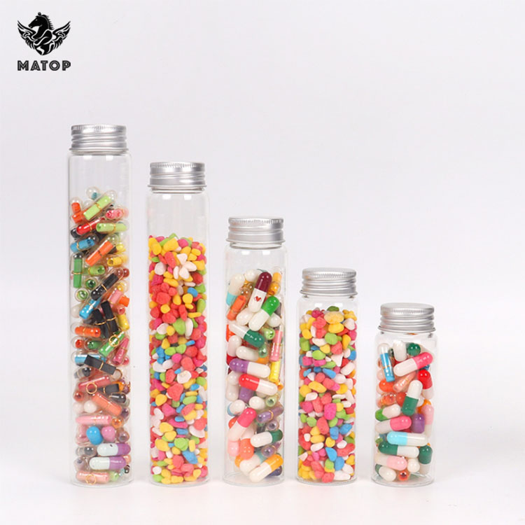 OEM ODM flat bottom glass test tube with golden aluminum screw cap