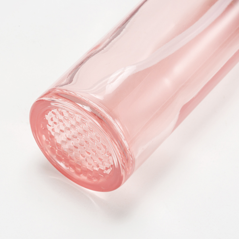 OEM Pink Transparent Glass Lotion Pump Bottle Glass Cosmetic Bottle