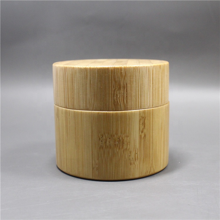 OEM Print logo bamboo cosmetic packaging body butter bamboo jar glass inner for skin care cream