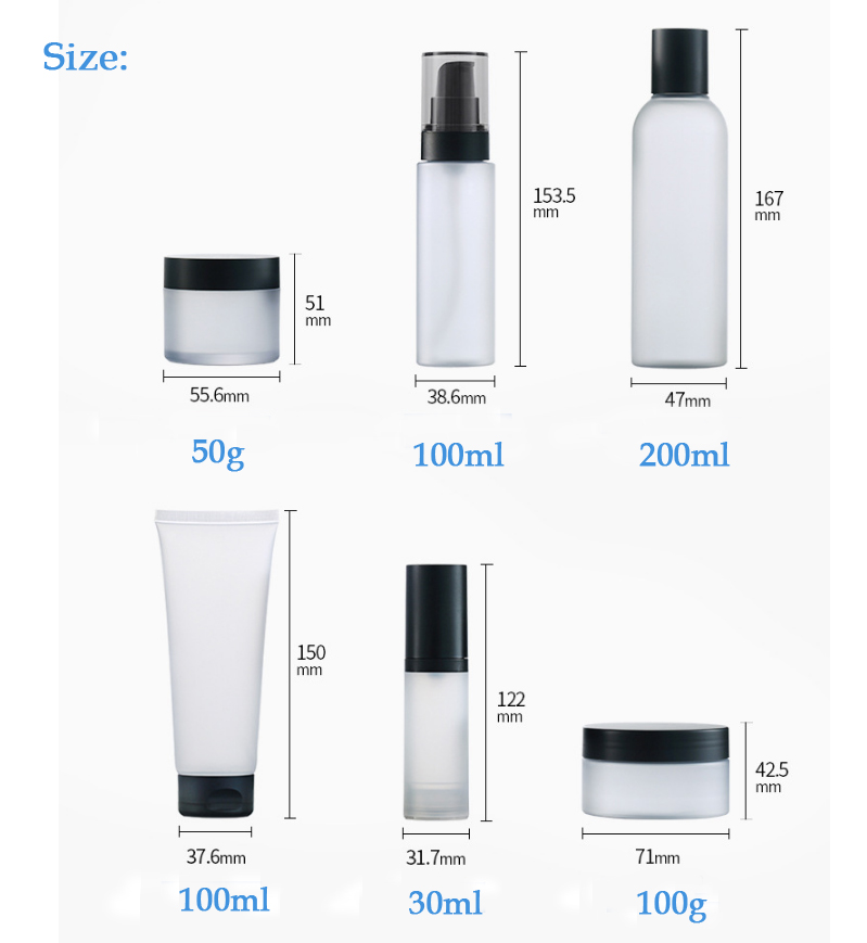 OEM Private Label Cosmetic Packaging Plastic Bottle Set PET Cream Jar Vacuum Bottle Cleanser Tube Jar