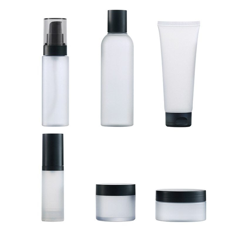 OEM Private Label Cosmetic Packaging Plastic Bottle Set PET Cream Jar Vacuum Bottle Cleanser Tube Jar