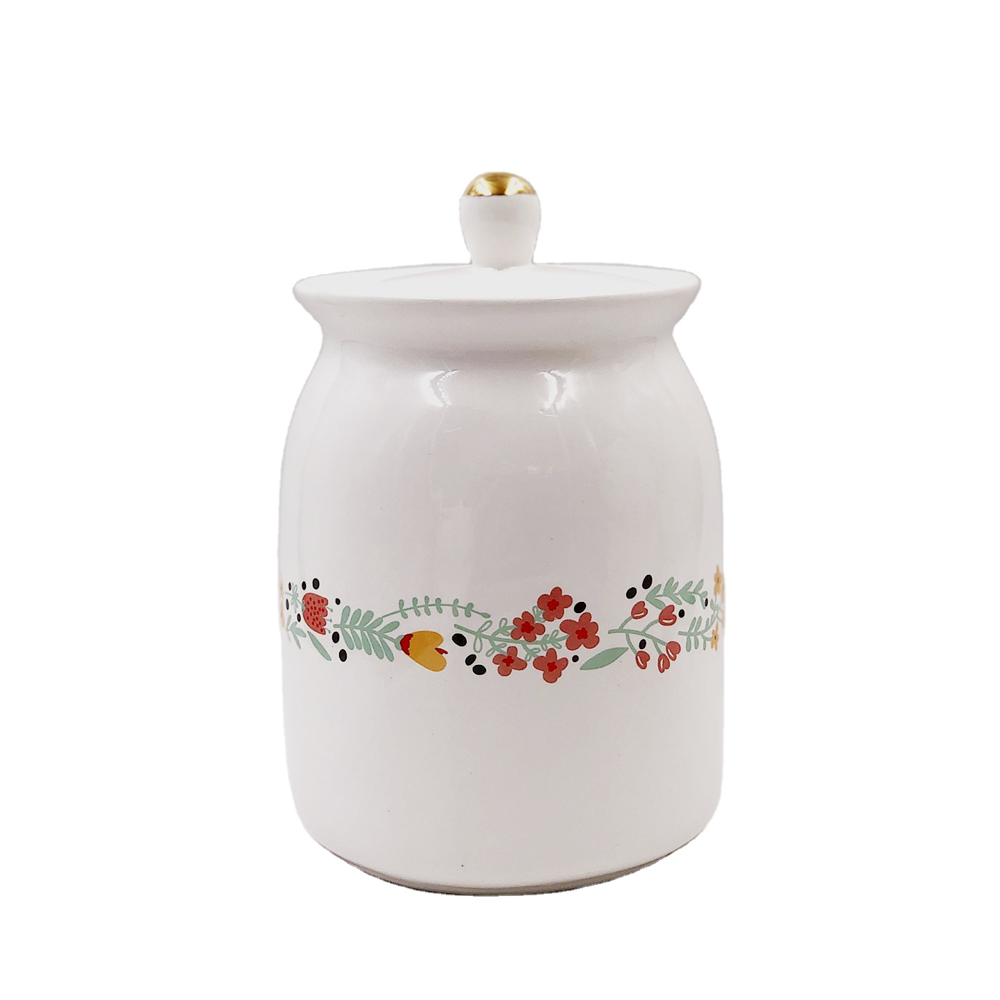 OEM Sealed Kitchen Used Tea Canisters / Food Storage Ceramic Container With Lid