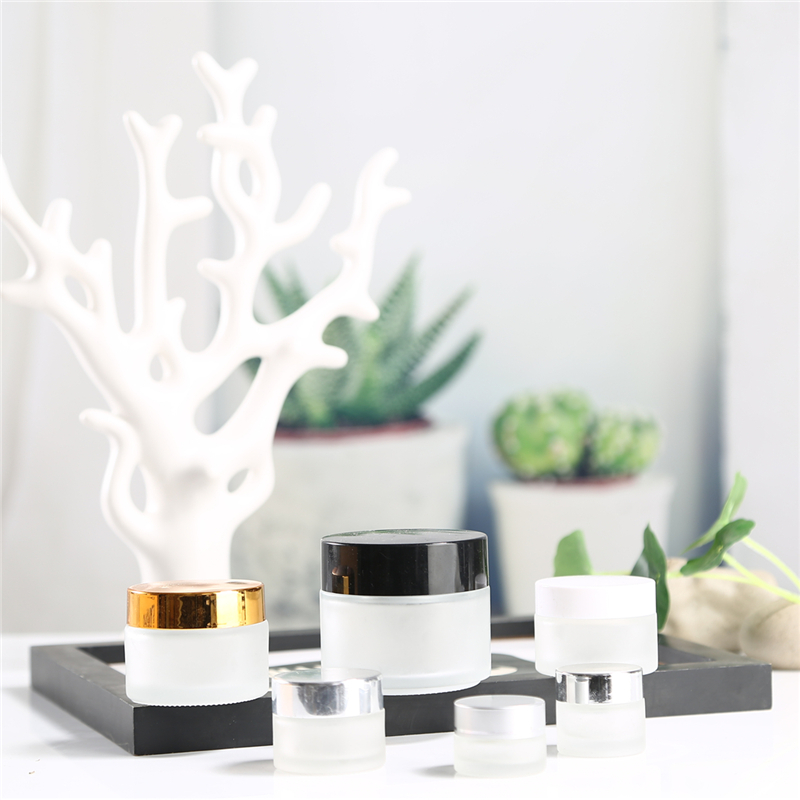 OEM Skin Care Glass Face Cream Cosmetic Jars 15 ml 20 ml 30 ml 50 ml 100 ml round clear frosted glass cosmetic cream jar
