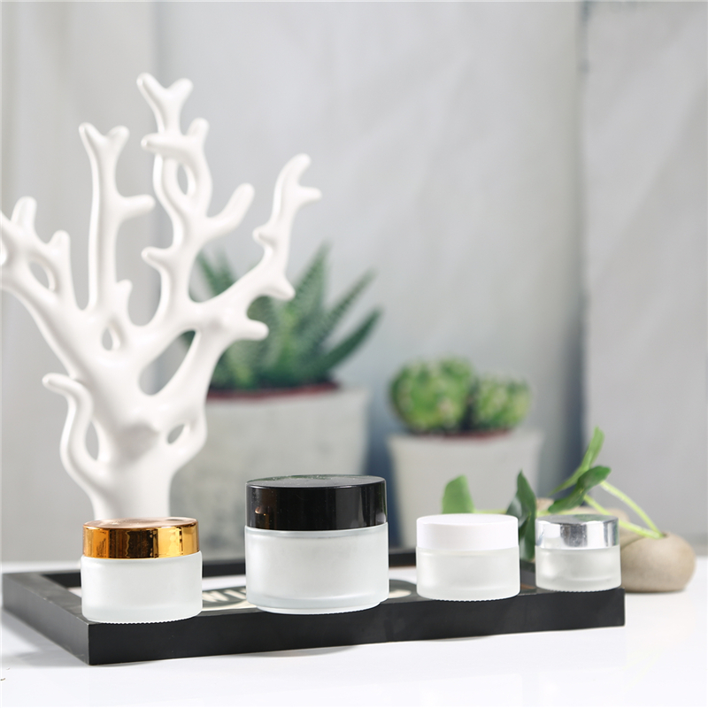 OEM Skin Care Glass Face Cream Cosmetic Jars 15 ml 20 ml 30 ml 50 ml 100 ml round clear frosted glass cosmetic cream jar