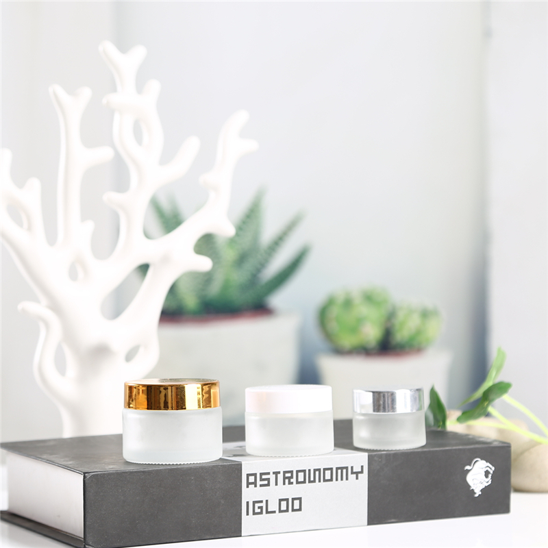 OEM Skin Care Glass Face Cream Cosmetic Jars 15 ml 20 ml 30 ml 50 ml 100 ml round clear frosted glass cosmetic cream jar
