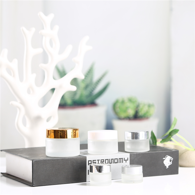 OEM Skin Care Glass Face Cream Cosmetic Jars 15 ml 20 ml 30 ml 50 ml 100 ml round clear frosted glass cosmetic cream jar