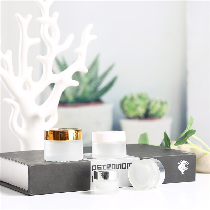 OEM Skin Care Glass Face Cream Cosmetic Jars 15 ml 20 ml 30 ml 50 ml 100 ml round clear frosted glass cosmetic cream jar