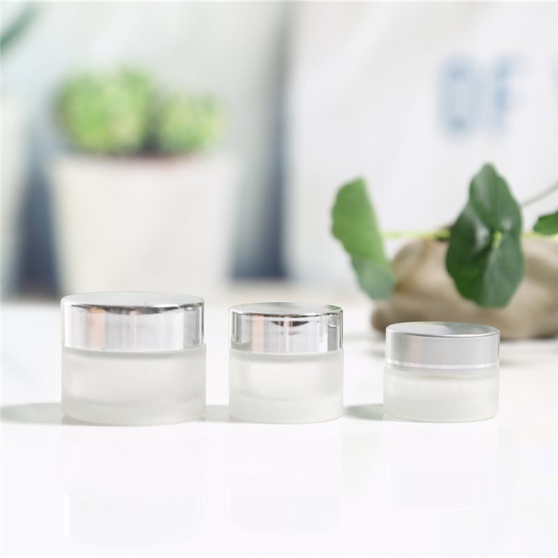 OEM Skin Care Glass Face Cream Cosmetic Jars 15 ml 20 ml 30 ml 50 ml 100 ml round clear frosted glass cosmetic cream jar