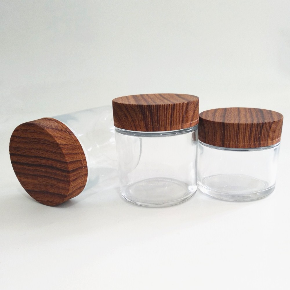OEM Smell proof empty cbd flower clear wide mouth container child resistant jar glass with CR cap