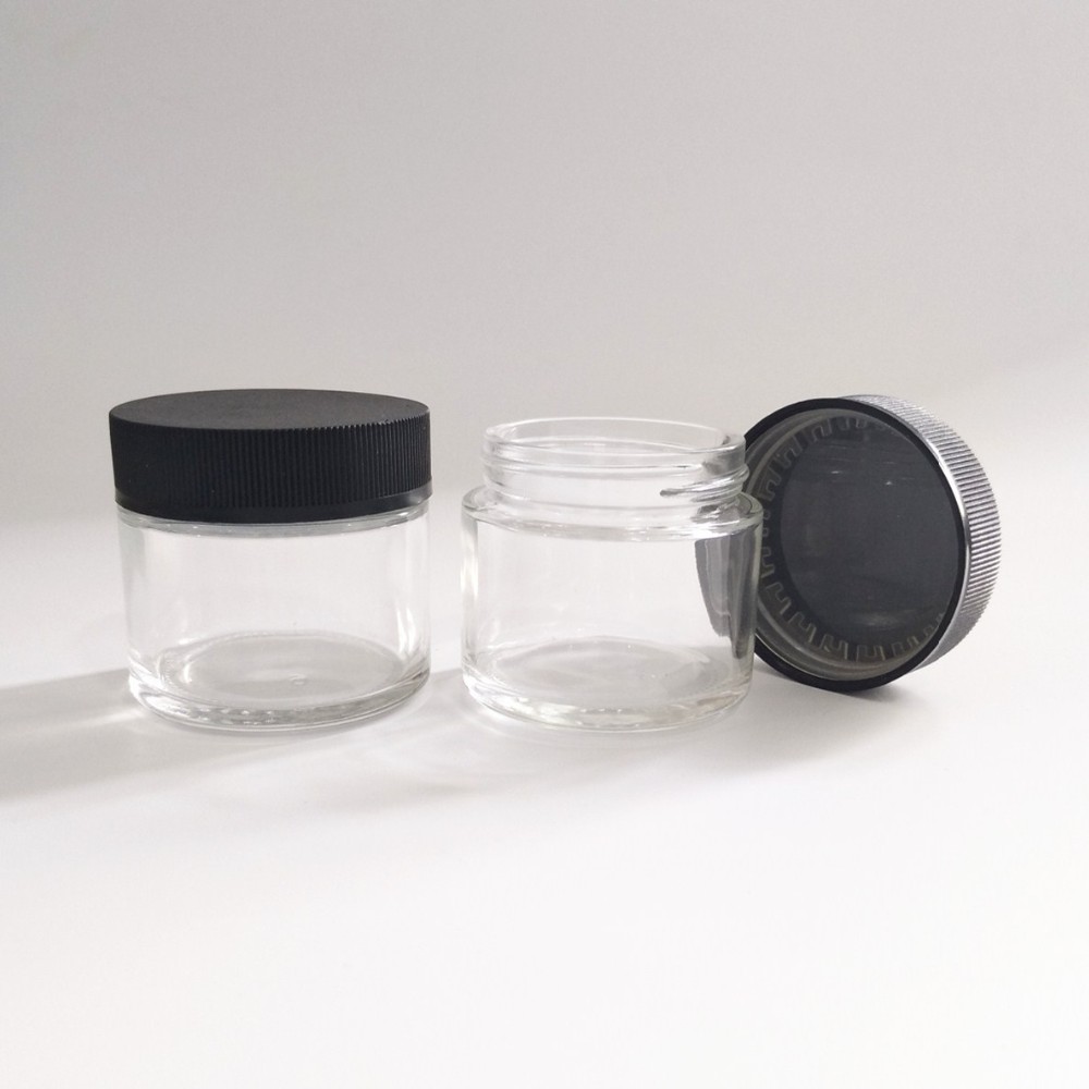 OEM Smell proof empty cbd flower clear wide mouth container child resistant jar glass with CR cap