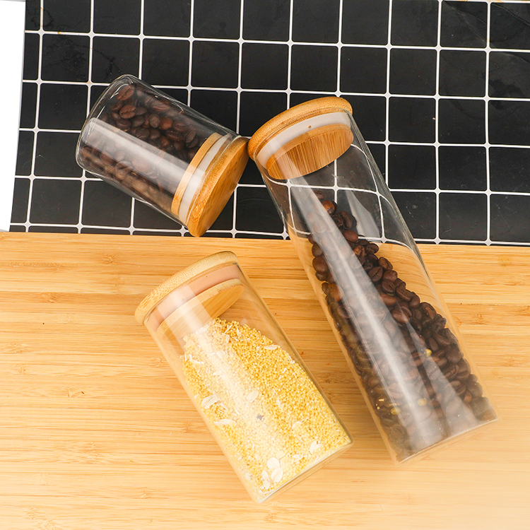 OEM Suppliers 100ml 200ml 250ml 300ml Kitchen Spices Glass Storage Jars with Bamboo Lid