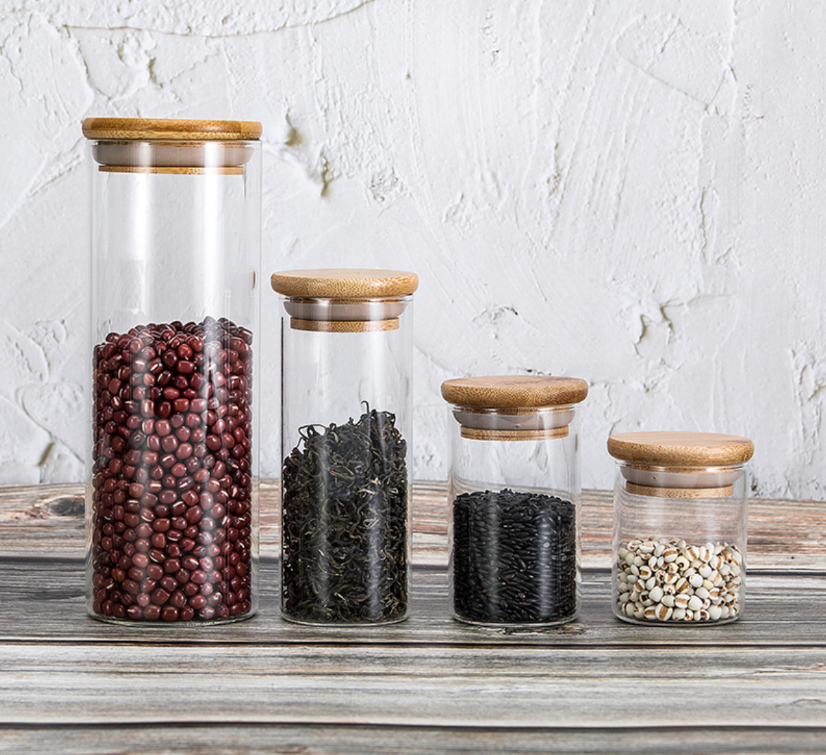 OEM Suppliers Heat Resistant glass candle jars Borosilicate airtight Glass canister jar with Bamboo Lid