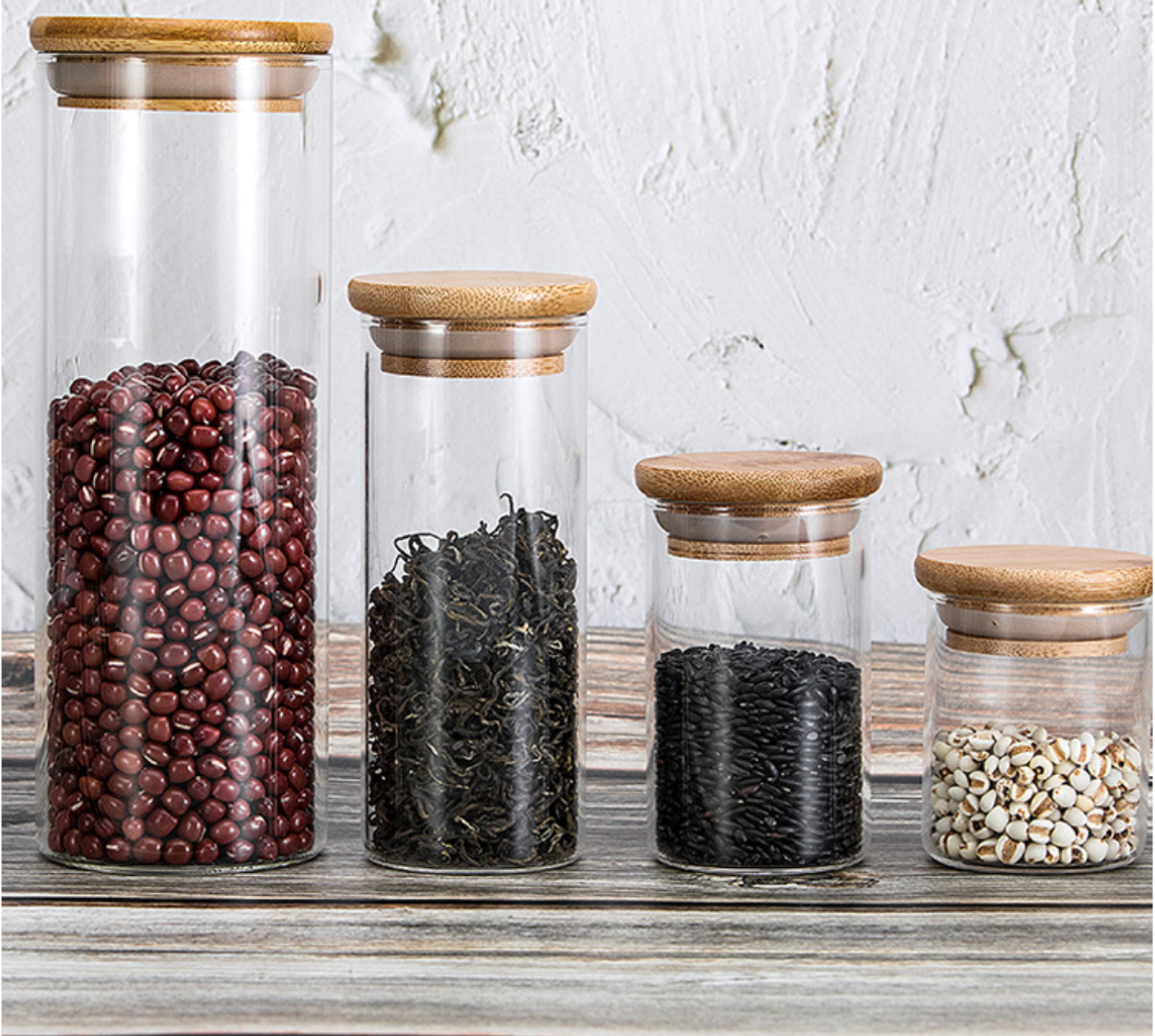 OEM Suppliers Heat Resistant glass candle jars Borosilicate airtight Glass canister jar with Bamboo Lid