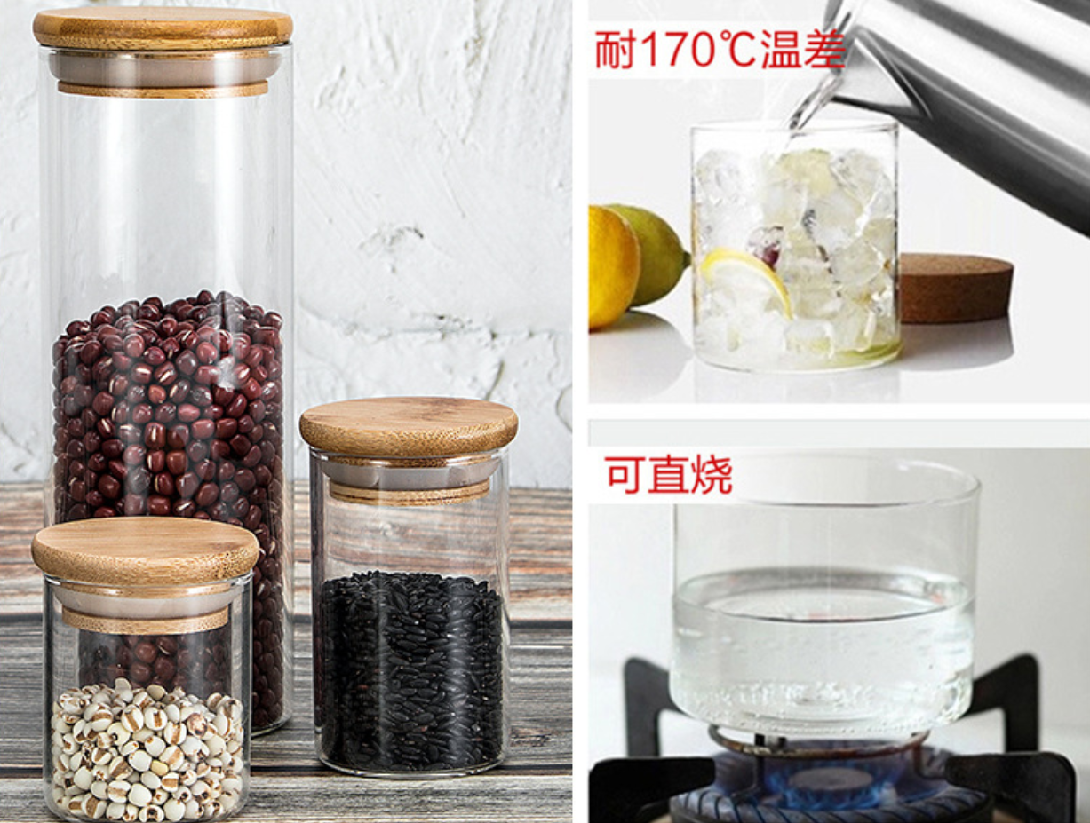 OEM Suppliers Heat Resistant glass candle jars Borosilicate airtight Glass canister jar with Bamboo Lid