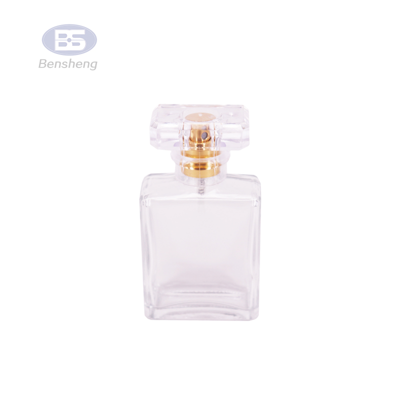 OEM Wholesale Men Women Square Black Clear Refillable Empty Perfume Glass Bottle 30ml 50ml