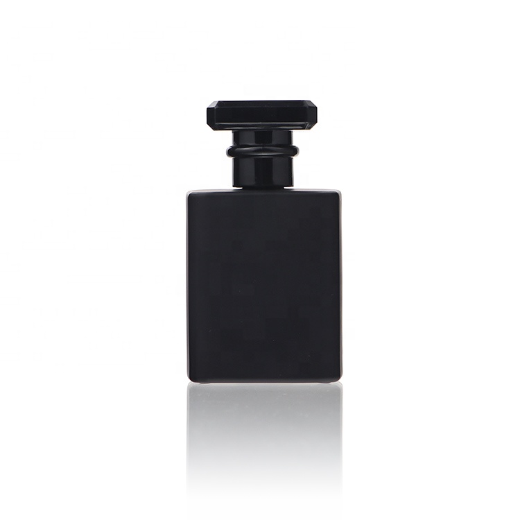 OEM Wholesale Men Women Square Black Clear Refillable Empty Perfume Glass Bottle 30ml 50ml