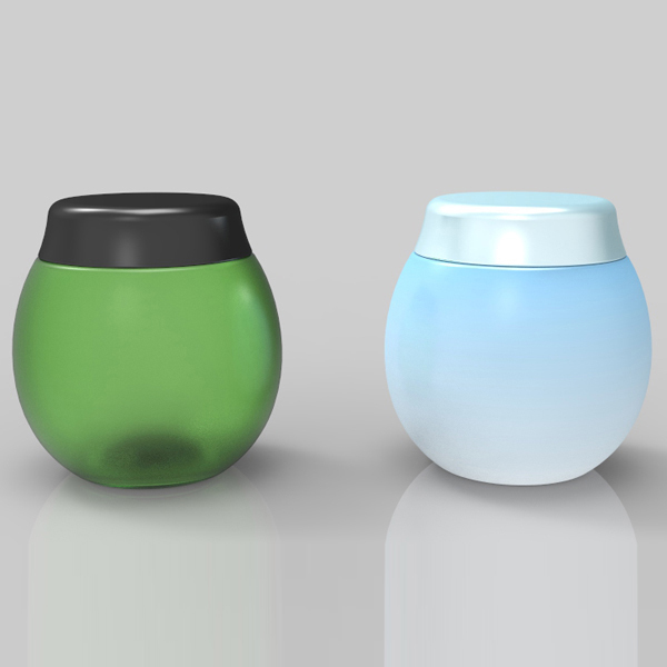 OEM ball shape pet plastic cosmetic jar with gold/silver hot stamping