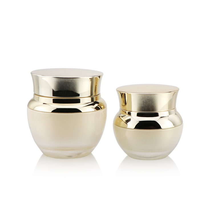 OEM biodegradable glass skin care cream jar packaging 20g 30g 50g empty gold cosmetic jar container for sale