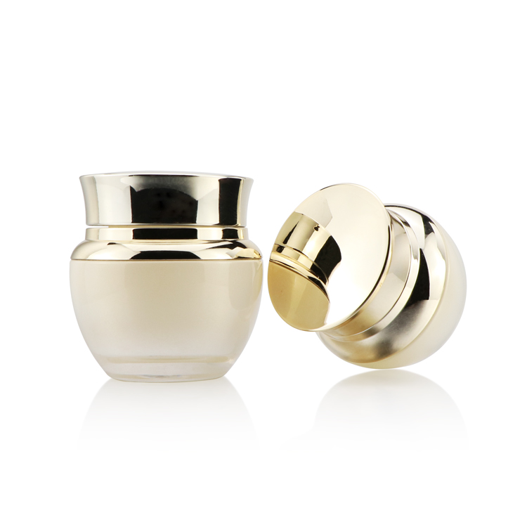 OEM biodegradable glass skin care cream jar packaging 20g 30g 50g empty gold cosmetic jar container for sale